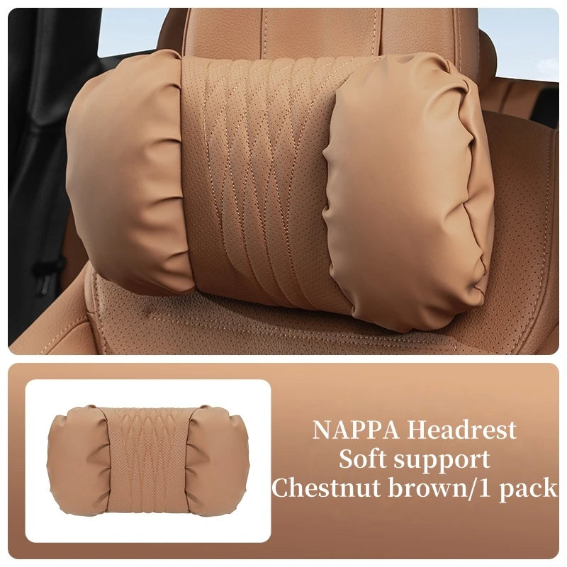 Reverra Premium Nappa Leather Car Neck & Lumbar Cushion