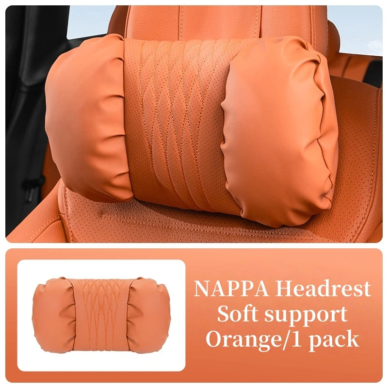 Reverra Premium Nappa Leather Car Neck & Lumbar Cushion