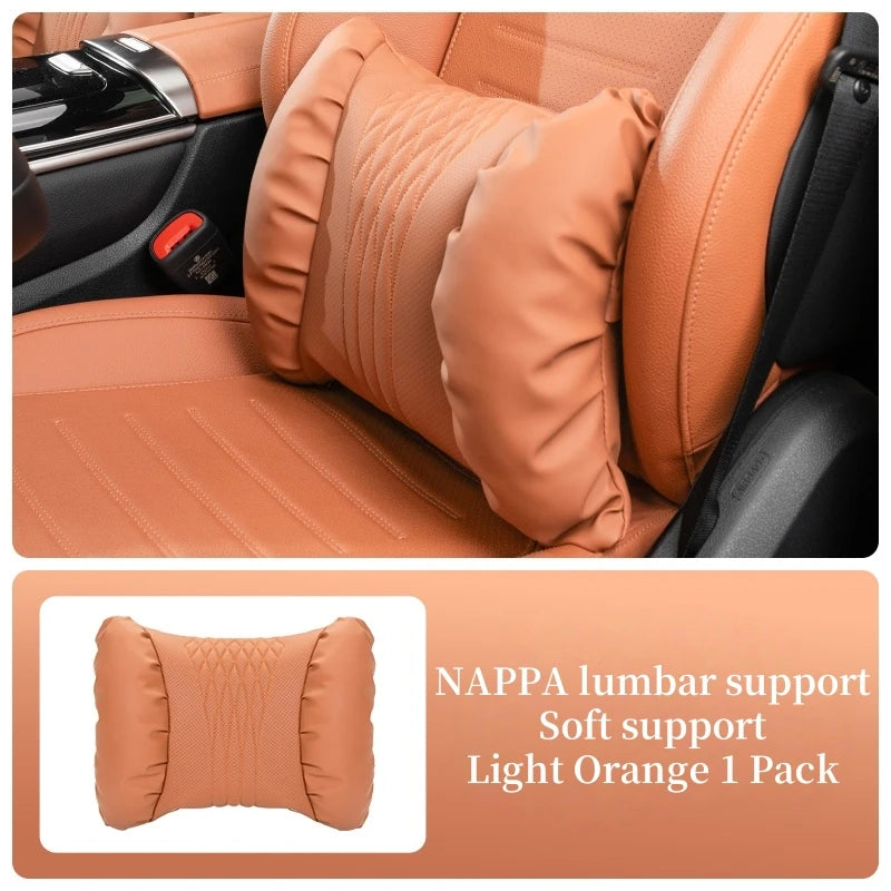 Reverra Premium Nappa Leather Car Neck & Lumbar Cushion