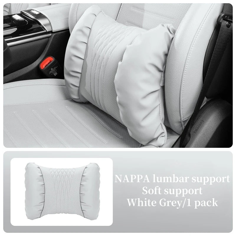 Reverra Premium Nappa Leather Car Neck & Lumbar Cushion