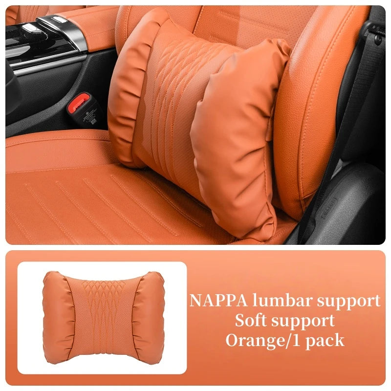 Reverra Premium Nappa Leather Car Neck & Lumbar Cushion