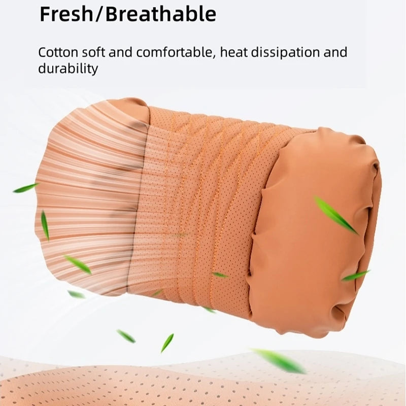 Reverra Premium Nappa Leather Car Neck & Lumbar Cushion
