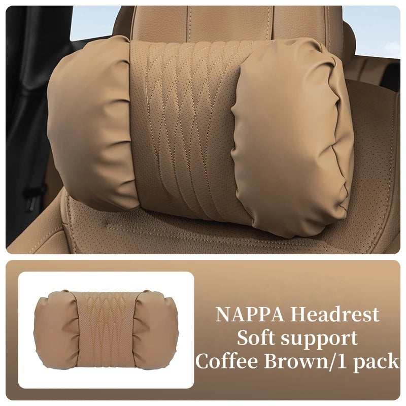 Reverra Premium Nappa Leather Car Neck & Lumbar Cushion