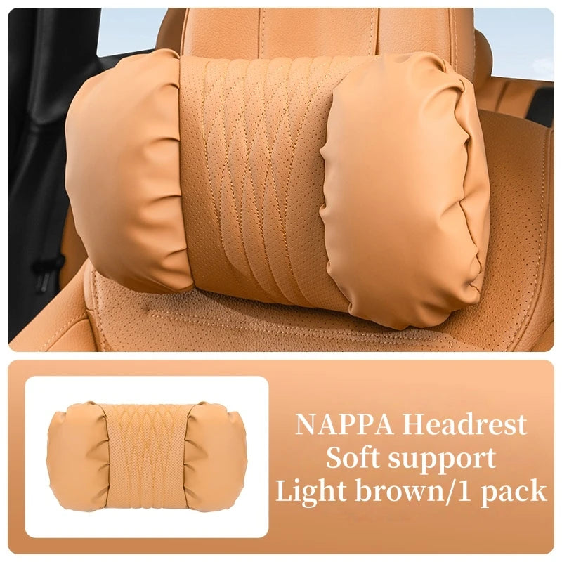 Reverra Premium Nappa Leather Car Neck & Lumbar Cushion