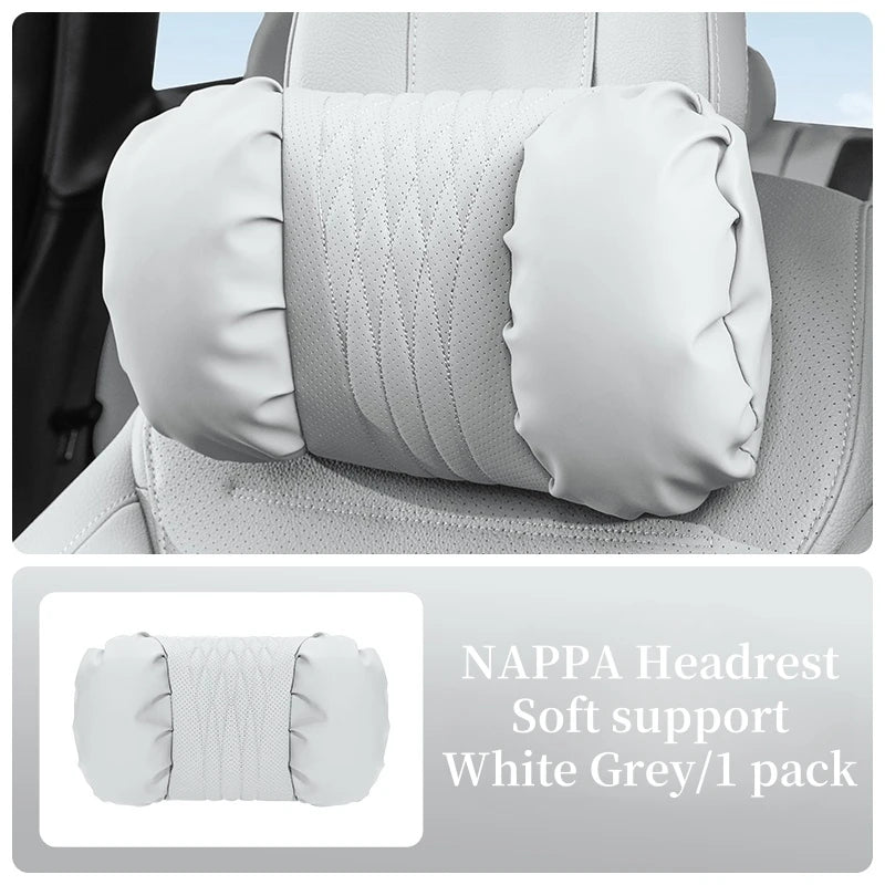Reverra Premium Nappa Leather Car Neck & Lumbar Cushion