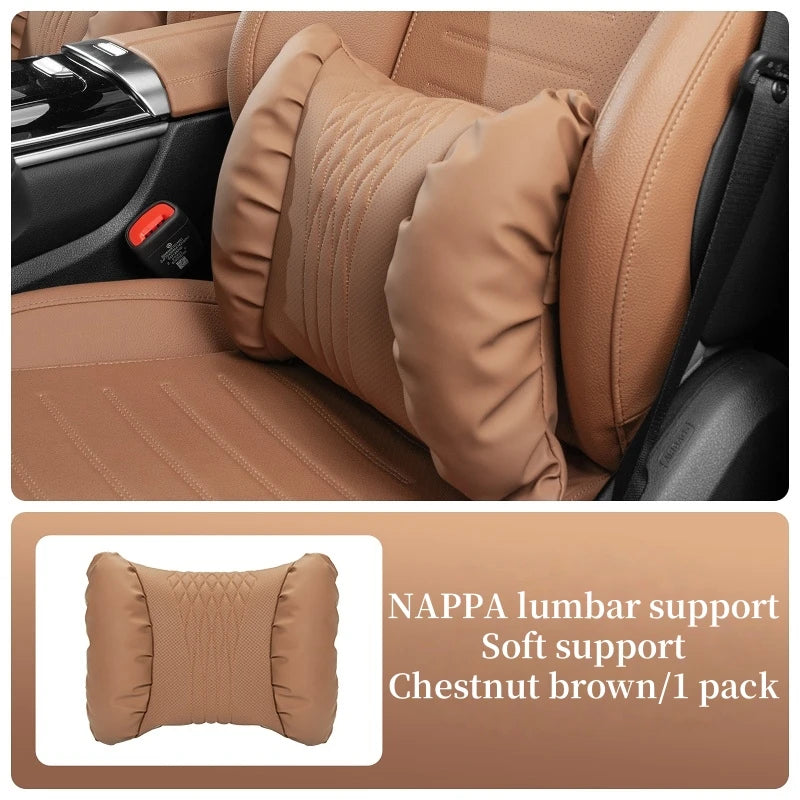 Reverra Premium Nappa Leather Car Neck & Lumbar Cushion