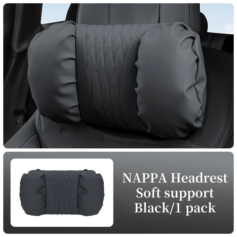 Reverra Premium Nappa Leather Car Neck & Lumbar Cushion