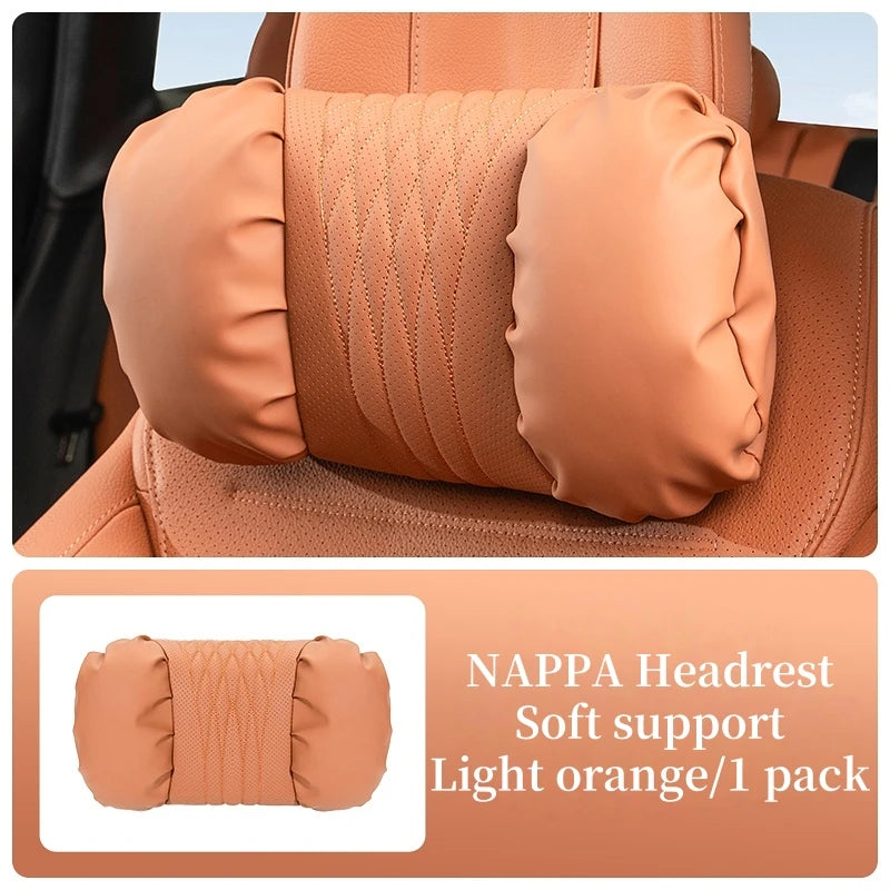 Reverra Premium Nappa Leather Car Neck & Lumbar Cushion