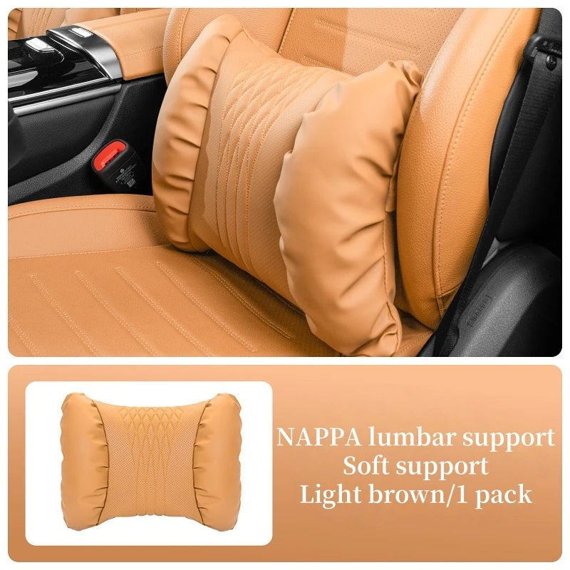 Reverra Premium Nappa Leather Car Neck & Lumbar Cushion