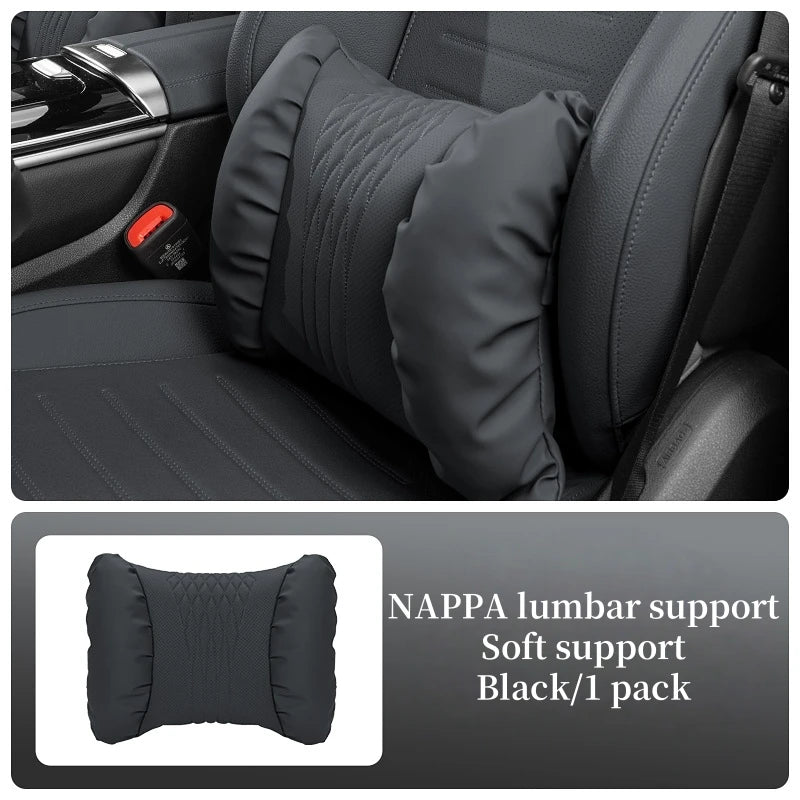 Reverra Premium Nappa Leather Car Neck & Lumbar Cushion