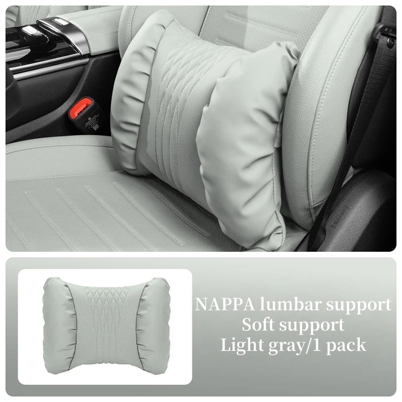 Reverra Premium Nappa Leather Car Neck & Lumbar Cushion